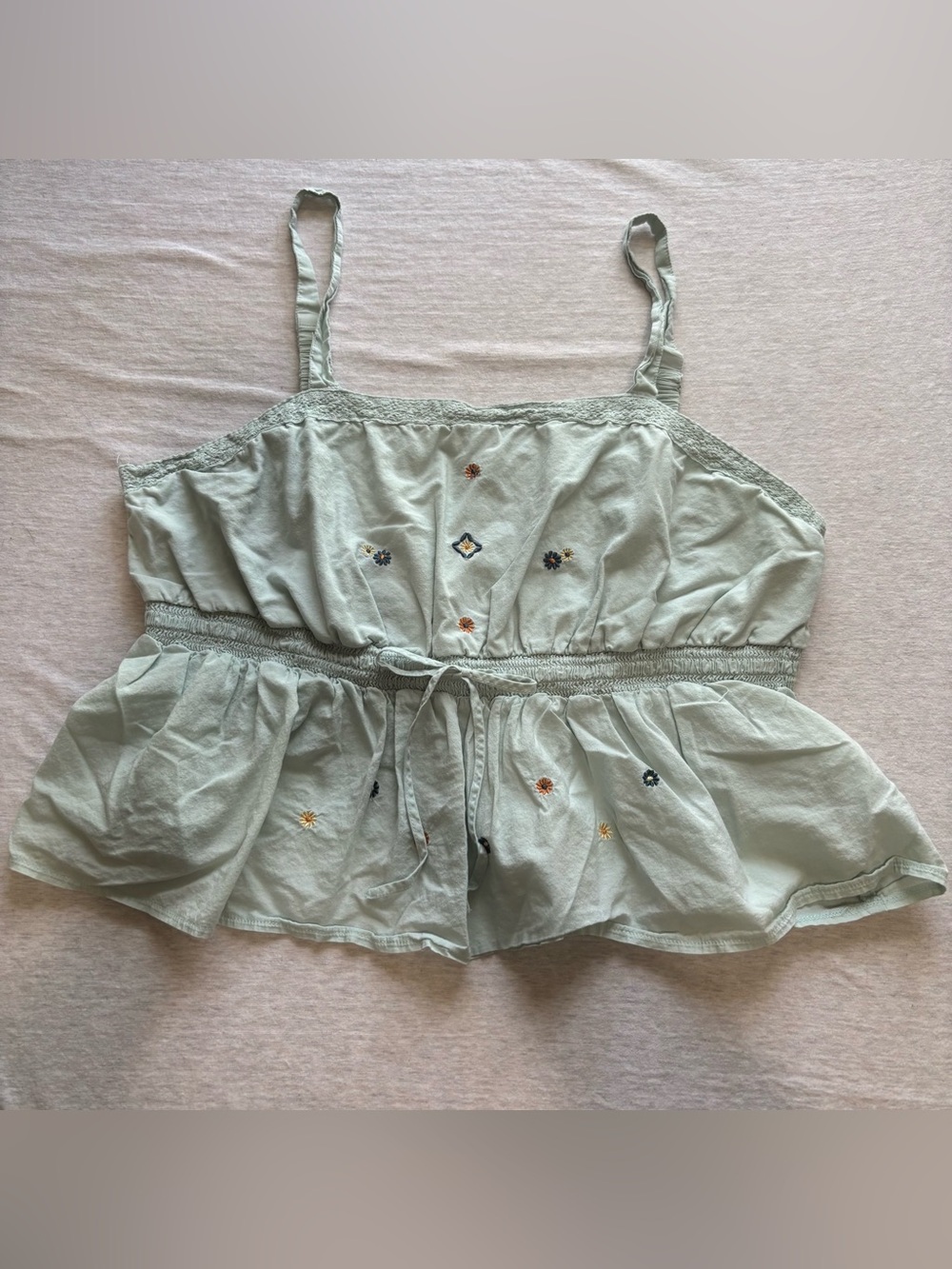 Celebrity Pink Mint Green Embroidered Peplum Cropped Cami Tank 3XL